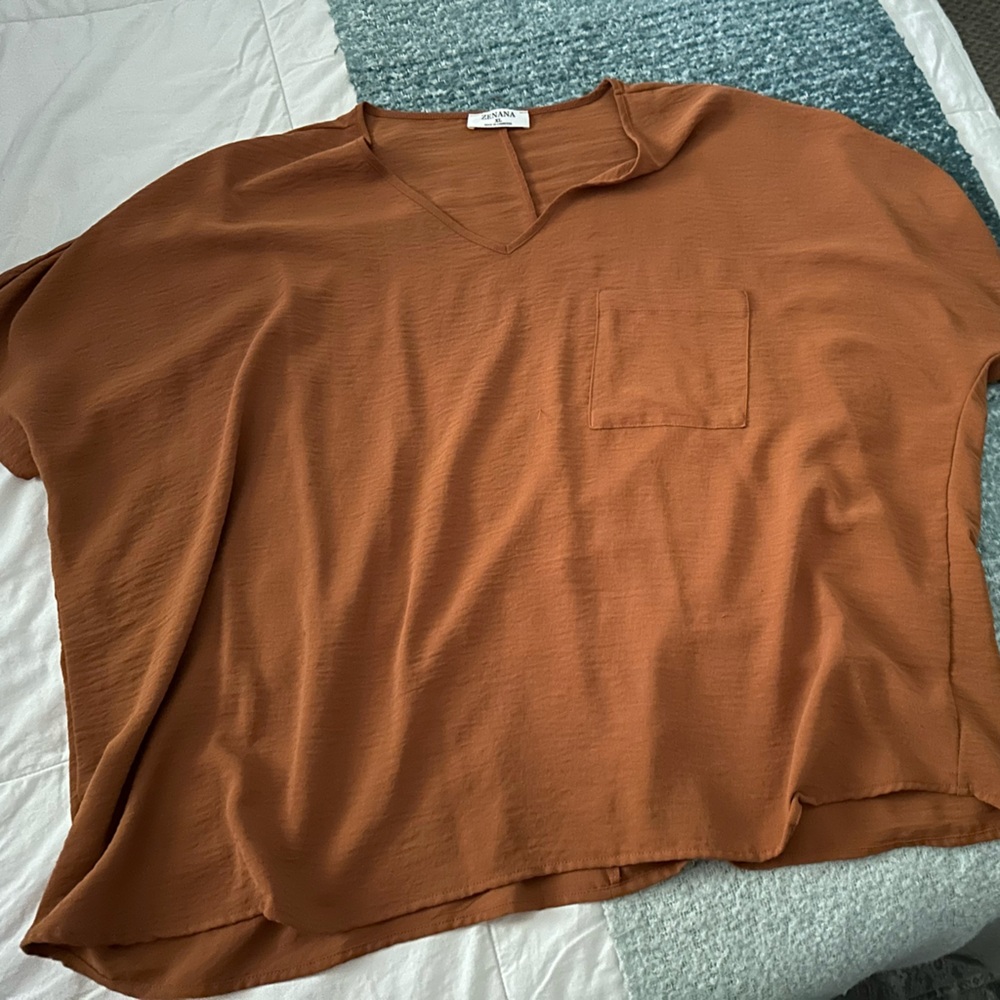 XL Zenana Outfitters Brown Sleeveless Boxy Tunic